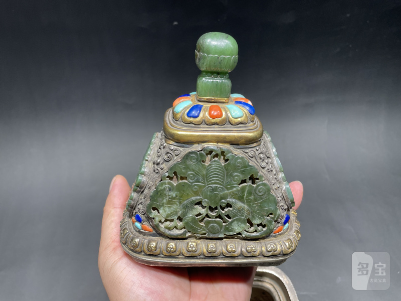 清道光 银鎏金嵌百宝熏炉 - 图5